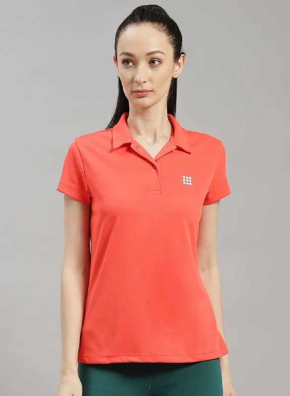 Striped Women T Shirt in a Classic PatternWomen Orange Solid T-Shirt