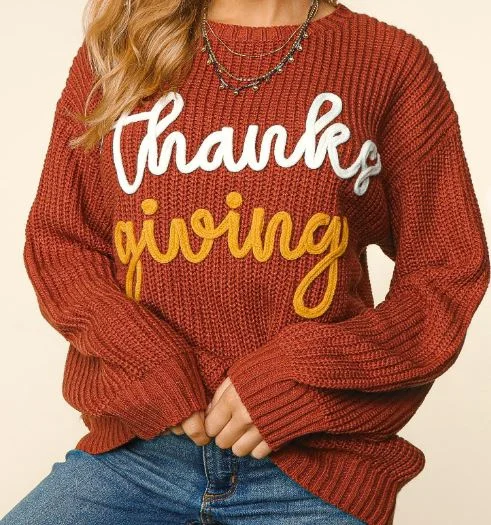 Women's Longline Boyfriend - Style Sweater in Gray for a Relaxed and Casual OutfitTHANKSGIVING LONG SLEEVE LOOSE FIT PULLOVER