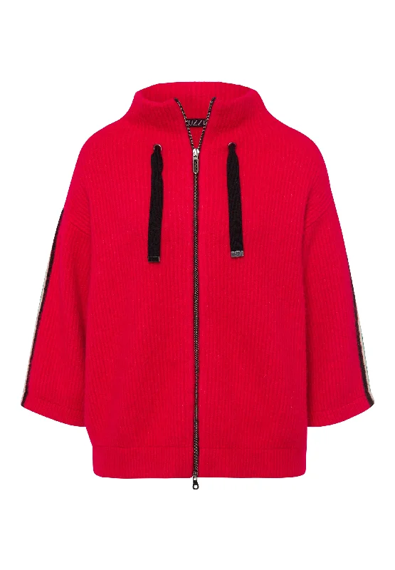 ribbed women cardigan with a classic textureTuzzi Red Knitted Cardigan