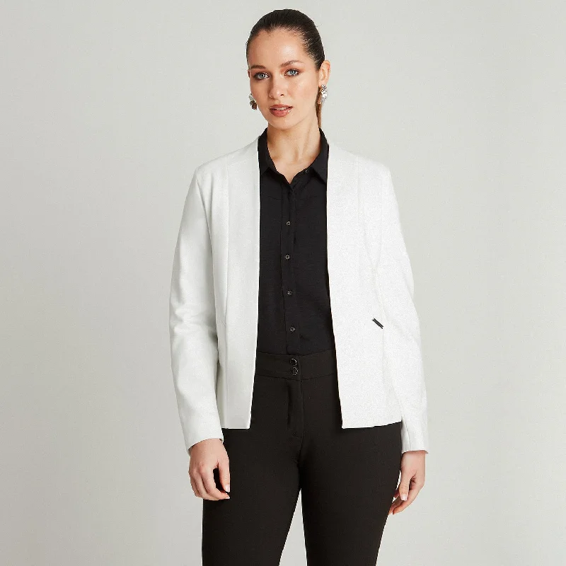 Plus Size Women's Double - Breasted Wool Blazers for Winter Office WearBlazer Blanco Manga Larga Cuello Solapa