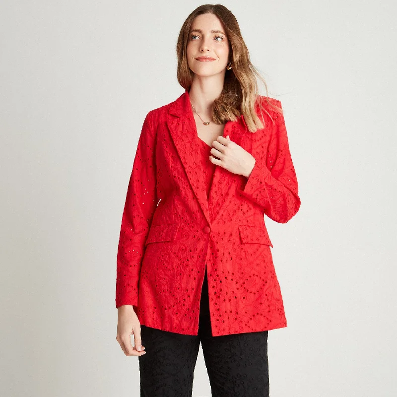 Single - Breasted Women's Corduroy Blazers in Mustard Yellow for an Autumn VibeBlazer Rojo De Broderie Cuello Solapa