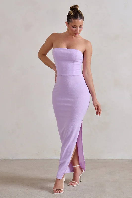 Ball Gown Women Dress with a Full Skirt for a Princess - like LookDina | Lilac Bandeau Maxi Dress With Split