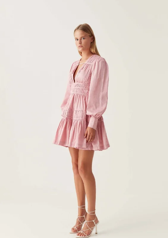 Ruffled Women Dress with Multiple Layers for a Playful and Girly StyleFalling Water Mini - Chalk Pink