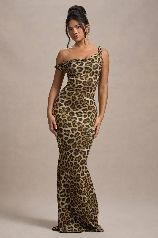 Wrap - Style Women Dress with Adjustable Fit for All Body TypesLita | Leopard Print Twisted Asymmetric Maxi Dress