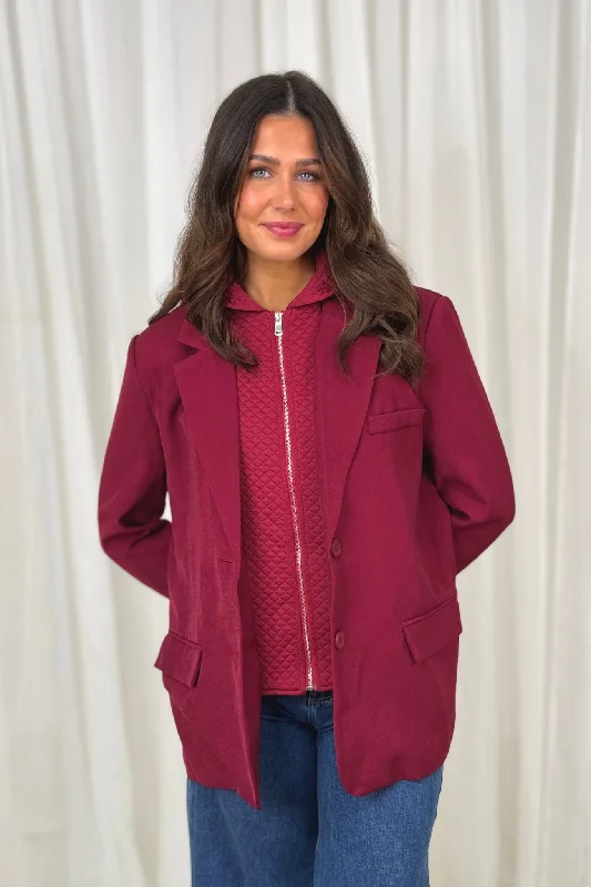 Women's Notched Lapel Blazers in Beige for a Timeless OutfitMillie Layered Blazer In Wine