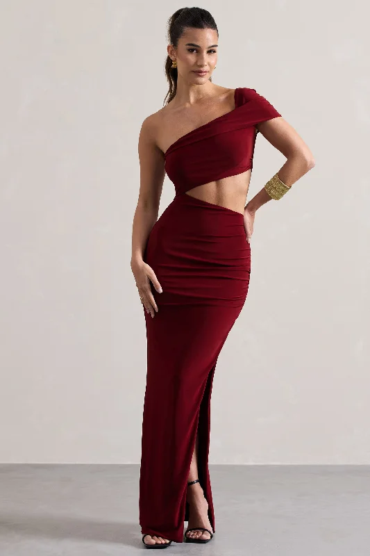 Lace - Embellished Women Dress for an Elegant and Sophisticated AppearanceMilos | Berry One-Shoulder Cut-Out Maxi Dress With Split