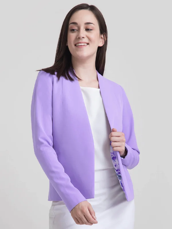 Oversized Women's Checkered Blazers in Black and White for a Trendy StyleStylish Jacket With Hook Closure - Lilac