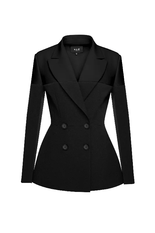 Women's Tailored Stretch Blazers in Navy Blue for Business MeetingsVeste Energy noire