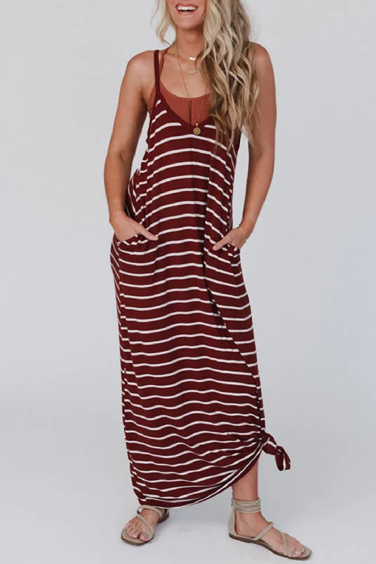 Ball Gown Women Dress with a Full Skirt for a Princess - like LookStripe Spaghetti Straps Maxi Dress