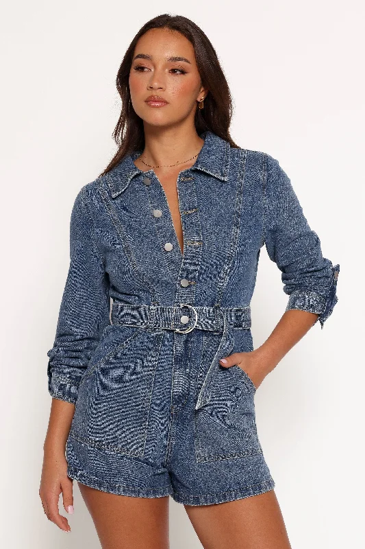 Brady Denim Romper - Blue