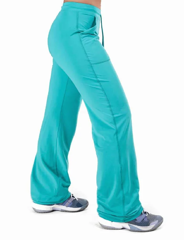 Zipper - hem silver - colored lounge pants for a modern and edgy lookCowgirl Tuff Womens Breathe Instant UPF Turquoise Nylon Lounge Pants