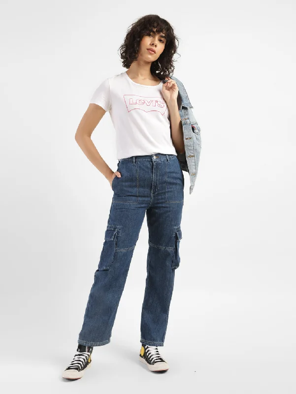 High - waisted women jeans for a flattering silhouetteWomen's Mid Rise Ribcage Bootcut Cargo Jeans