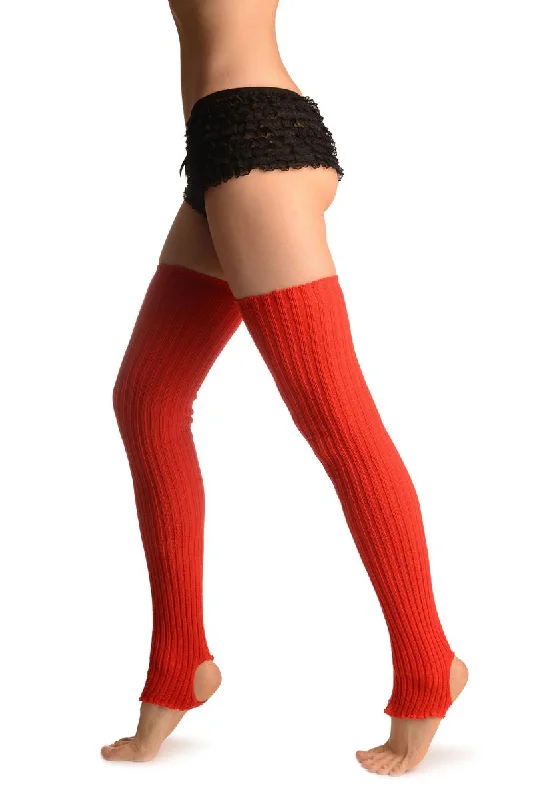 Orange Red Stirrup Dance/Ballet Leg Warmers