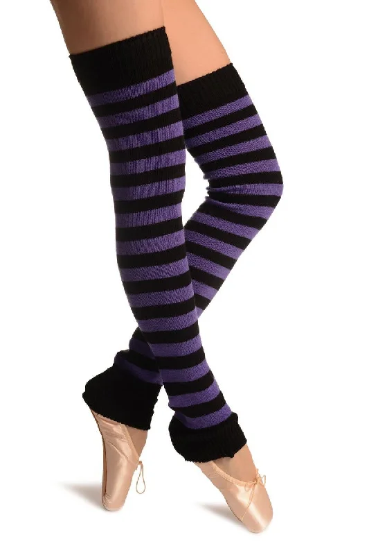 Purple & Black Stripes Dance/Ballet Leg Warmers