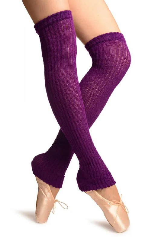 Purple Double Rib Stitch Dance/Ballet Leg Warmers