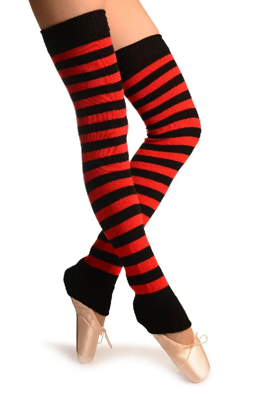 Red & Black Stripes Dance/Ballet Leg Warmers