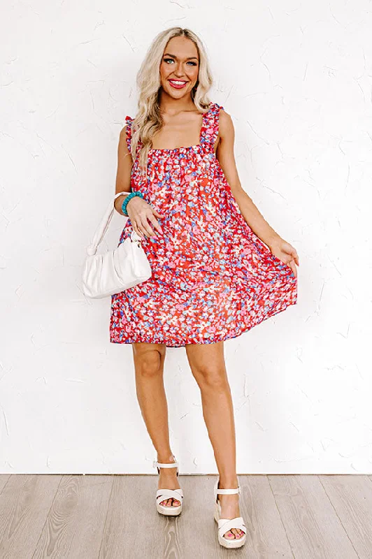 Mini Women Dress with a Short Hem for a Young and Trendy StyleStick Around Floral Shift Dress