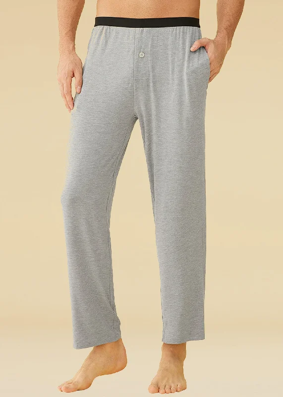 Smocked - cuffed plum - colored lounge pants for a charming and cozy lookMen's Bamboo Viscose Pajama Bottoms Lounge Pants with Pockets