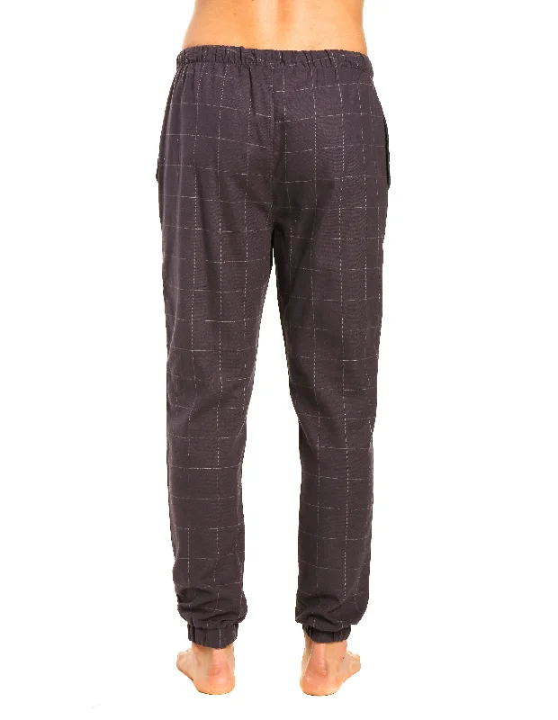 Boot - cut charcoal - gray wool lounge pants for a sophisticated lookMens 100% Cotton Flannel Jogger Lounge Pants - Windowpane Checks - Iron