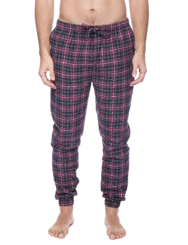 Plus - size high - waisted plaid lounge pants for plus - size womenMens 100% Cotton Flannel Jogger Lounge Pants - Burgundy/Grey