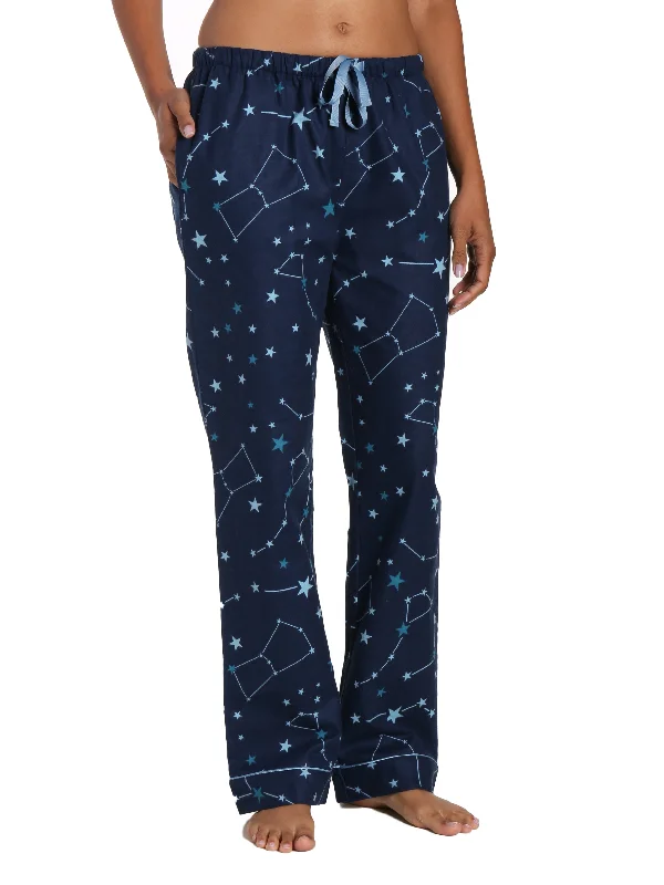 Maternity low - rise stretchy lounge pants for pregnant womenWomens 100% Cotton Flannel Lounge Pants - Constellations Blue