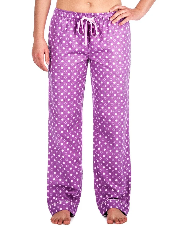 Mini - length hot - pink sequined lounge pants for a fun and flashy styleRelaxed Fit Womens 100% Cotton Flannel Lounge Pants - Polka Circles Purple