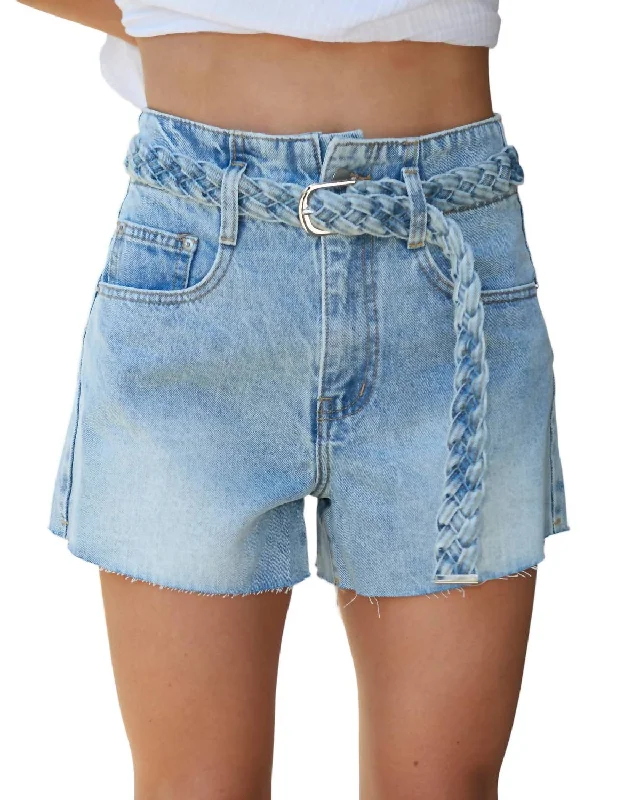 Denim Women Shorts with Distressed Details for a Casual VibeAlessia Belt Short In Light Denim