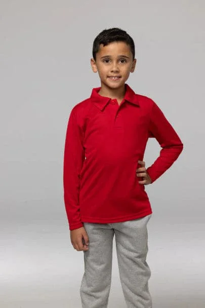 Two - tone polo shirt for a modern and stylish appearanceAussie Pacific Botany Kids Long Sleeve Polo Shirt 3316