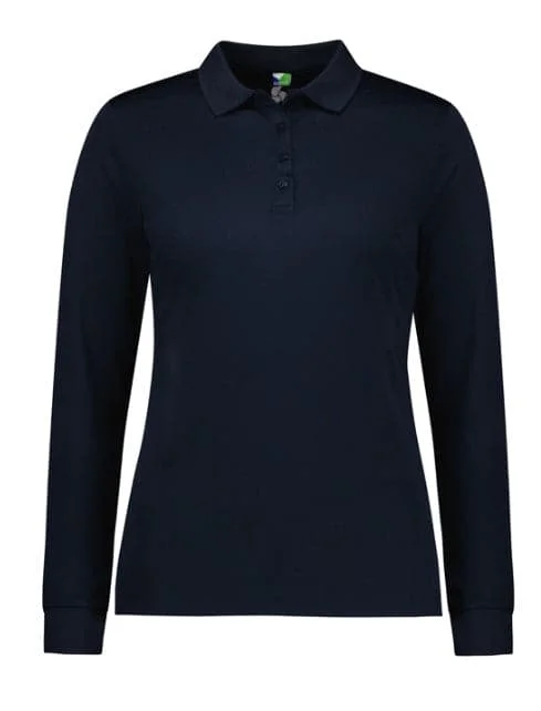 Dry - clean only polo shirt in luxurious silk blendBiz Collection Action Ladies Long Sleeve Polo Shirt P206LL