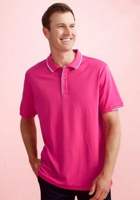 Long - sleeve polo shirt in lightweight polyester for layeringBiz Care Men's Pink Short Sleeve Polo Shirt CST313MS