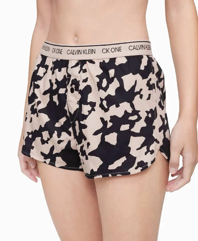 Plus Size Women Shorts with a Comfortable and Stylish FitCotton Sleep Short In Cutout Print/charming Khaki