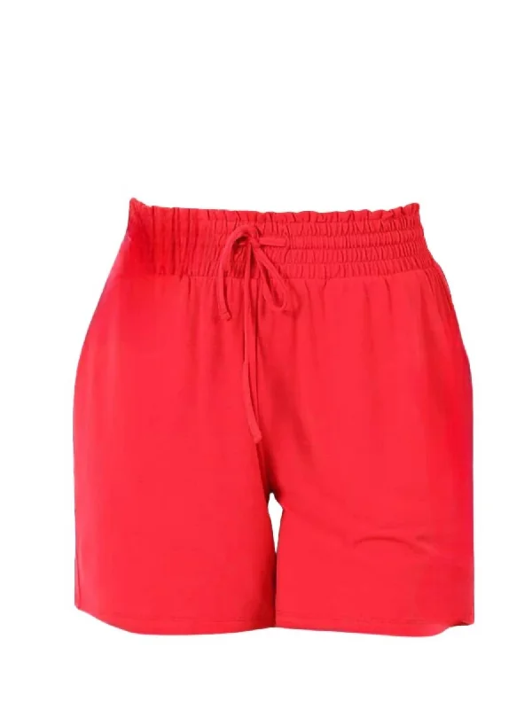 Embroidered Women Shorts with Intricate DesignsDanna Short In Red