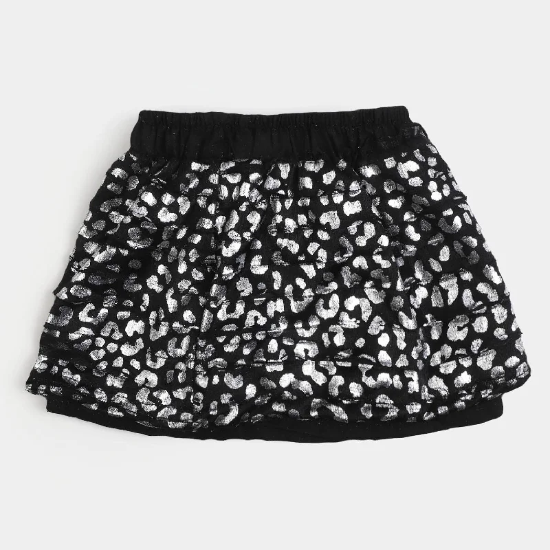 Cropped - length skirt for a trendy and youthful lookGirls Fancy Casual Skirt - Black