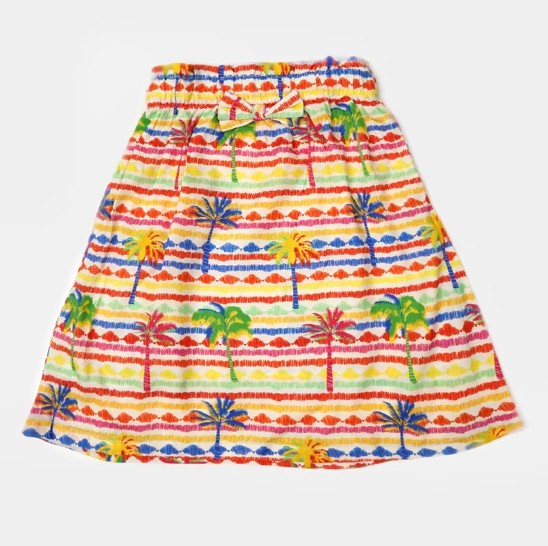 Retro - style circle skirt with a wide waistbandGirls Casual Skirt Tree Printed - Multi