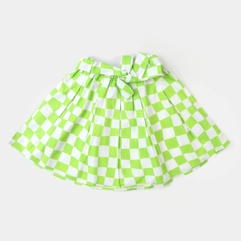 Button - down denim skirt for a vintage - inspired styleGirls Cotton Casual Skirt Check | Green