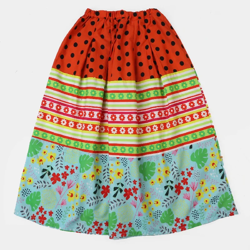 Glitter - embellished mini skirt for a fun and flashy clubbing lookGirls Cotton Digital Print Long Skirt - Multi