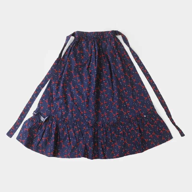 Button - down denim skirt for a vintage - inspired styleGirls Cotton Long Skirt - Navy Blue