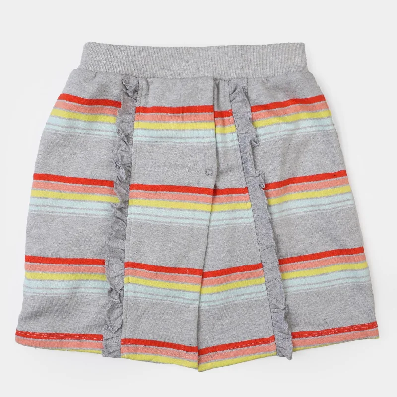 Skirt with a detachable train for a versatile formal lookGirls Cotton Terry Short Striper - Grey