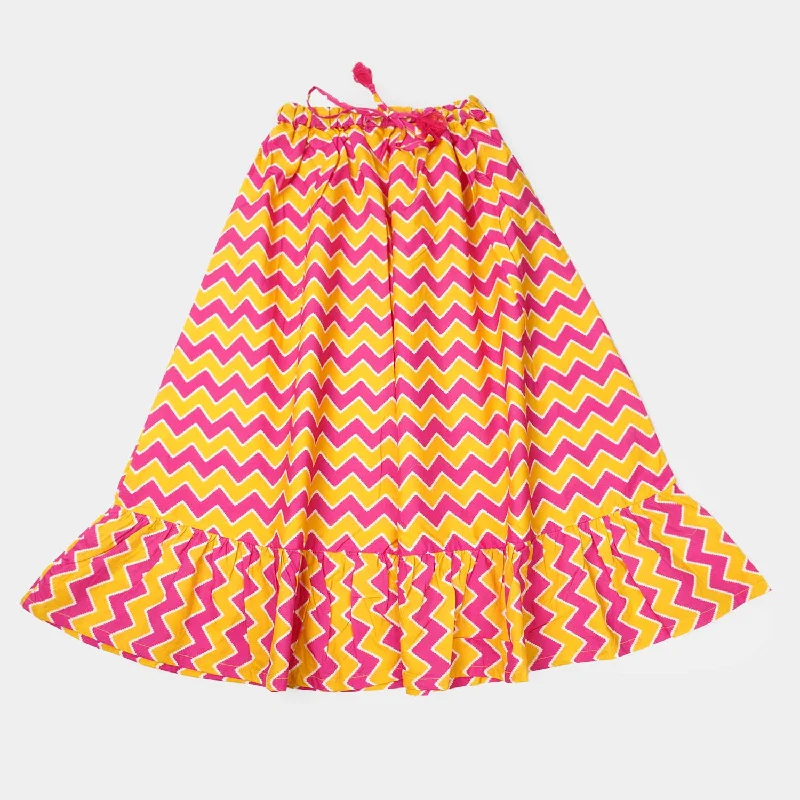 Machine - washable denim skirt in a dark indigo colorGirls Digital Print Long Skirt Color Chevron - Multi