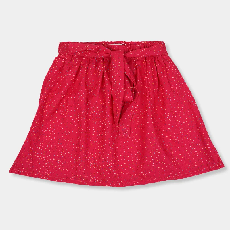 Wrap skirt in soft silk for an elegant evening eventGirls Printed Short Skirt-Magenta