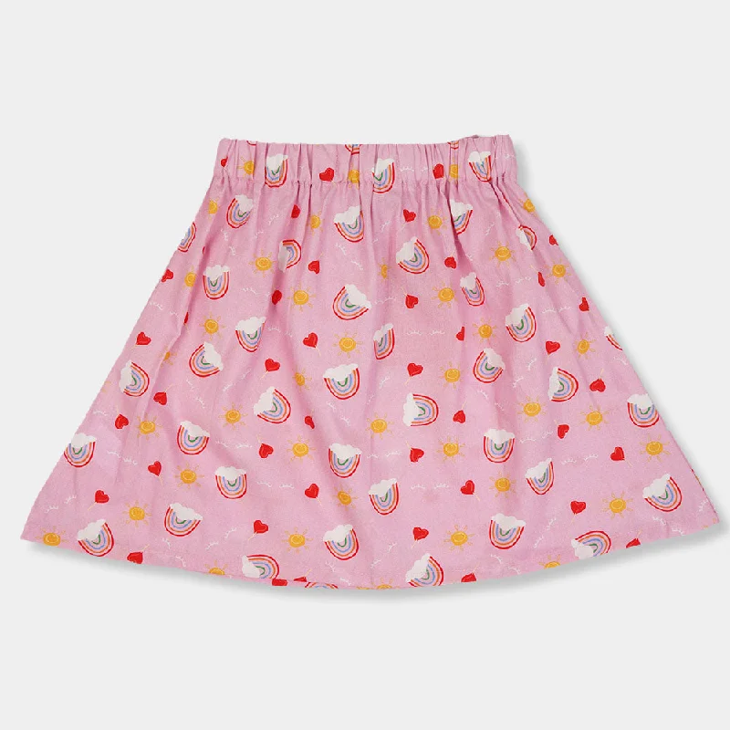 Women's A - line cotton skirt for everyday casual wearGirls Cotton Short Skirt Rainbow - Pink