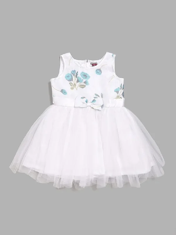 Elastic Waist Women Shorts for Easy Wear and ComfortHOP Kids White Floral Printed Mesh Dress