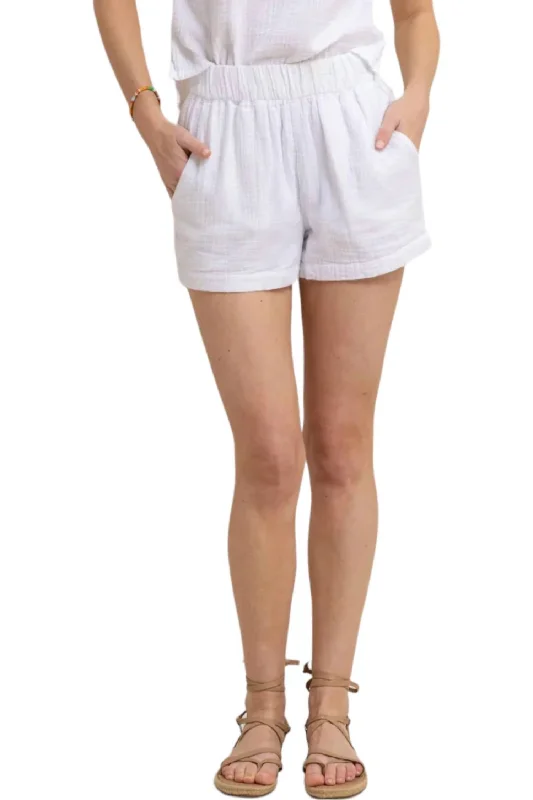 Elastic Waist Women Shorts for Easy Wear and ComfortMary Ellen Short In White