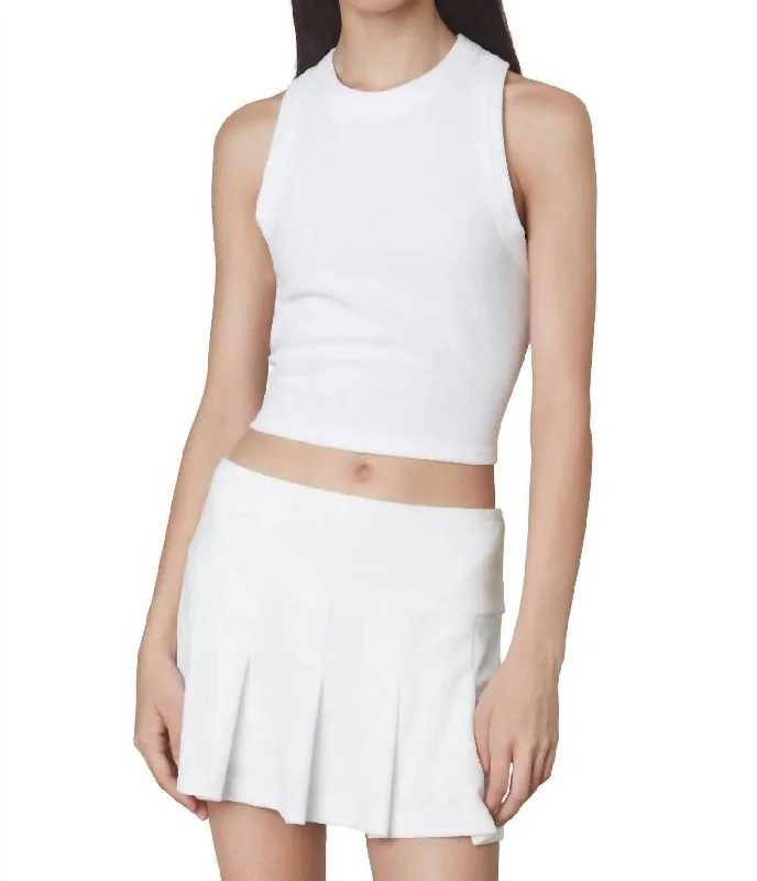 Leather Look Women Shorts for an Edgy and Chic StylePleated Terry Skort In White