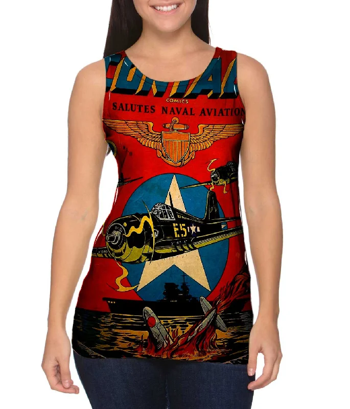 Women's Longline Tank Tops with Abstract PrintsSuper Navy Comic Retro