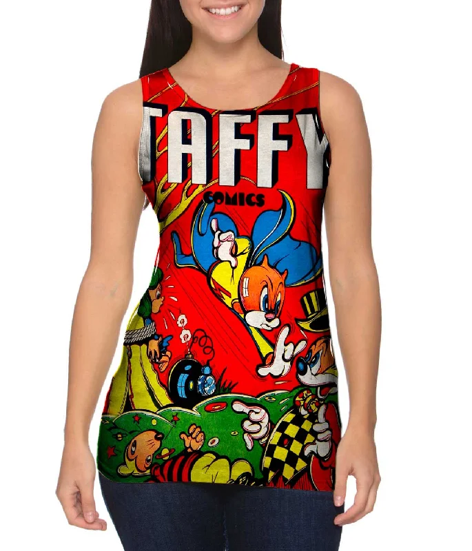 Women's Spaghetti Strap Tank Tops with Geometric PatternsSuper Squirrel Comic Retro