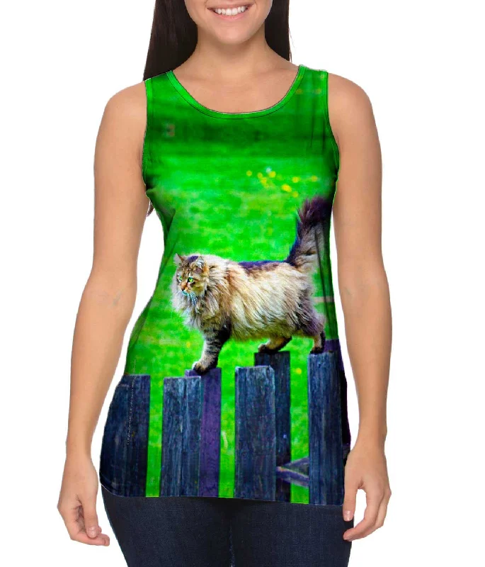 Women's Cropped Tank Tops with Vintage Band LogosSure Footed Cat