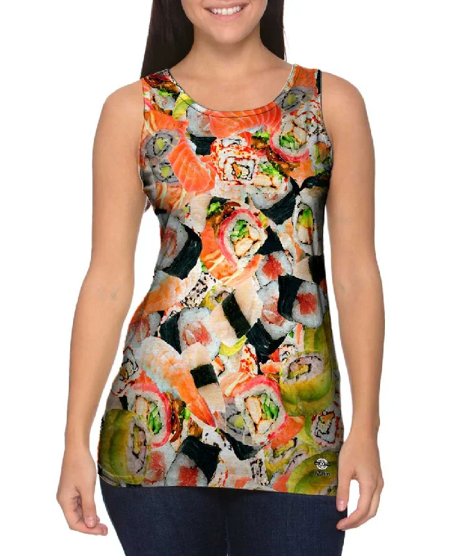 Plus Size Women's Embroidered Tank Tops in Boho StylesSushi Grade Japanese Jumbo