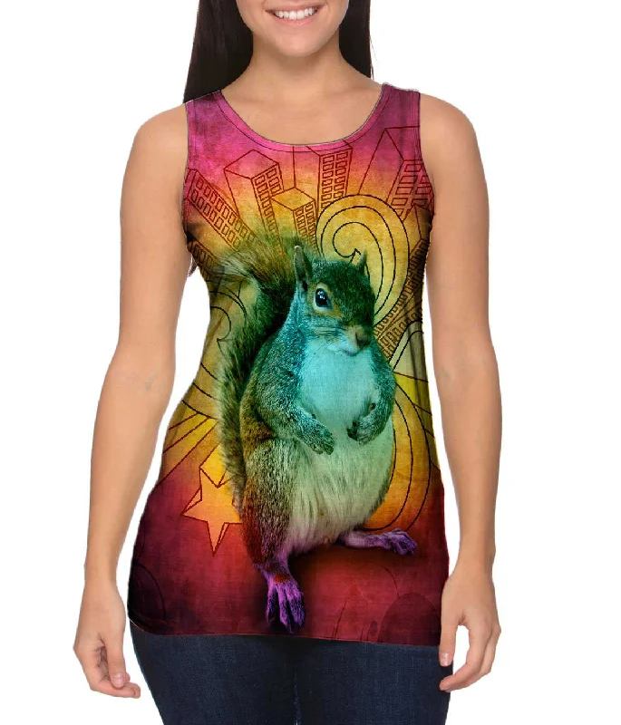 Women's Longline Tank Tops with Abstract PrintsSwag Squirrel