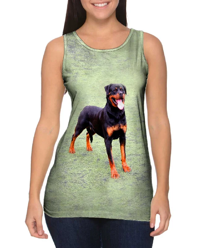 Women's Button - Down Tank Tops in Striped PatternsSweet Park Rottweiler